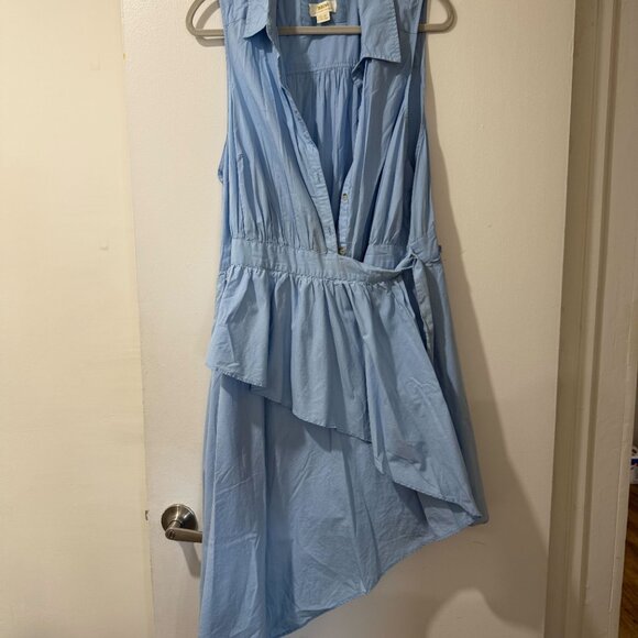 💙 Maeve by Anthropologie Asymmetrical Halter Midi Wrap Shirt Dress - Size 18W - Picture 8 of 12